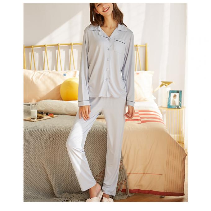 Modal fabric two piece pajamas long sleeve women cotton sleepwear Modal fabric two piece pajamas long sleeve women cotton sleepwear