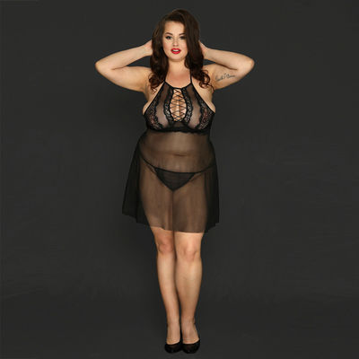 Spandex Fiber Plus Babydoll Lingerie Örme Büyük Kadınlar İçin Seksi İç Çamaşırı