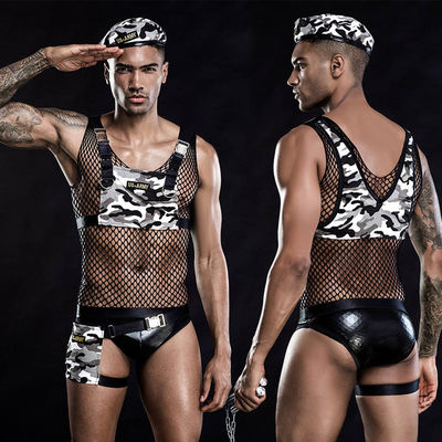 Ücretsiz Euro Boyutu Erkek Sexy Lingeries Erotik Askeri Cosplay Askeri Üniforma