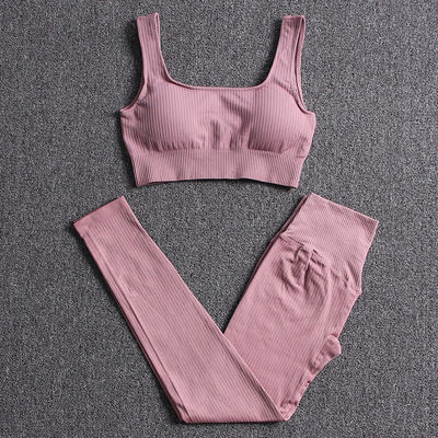 Spandex Kadın Spor Sütyeni Yüksek Bel Spor Salonu Dikişsiz Yoga Takım Elbise 3 ADET Fitness Giyim