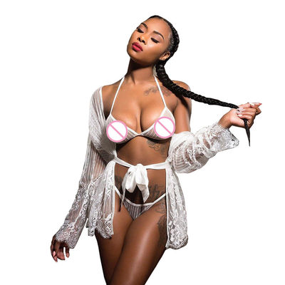 Şeffaf Bayanlar Teddy Külot Özelleştirilmiş Sexy Lingerie Set Dantel Robe Olgun Kadınlar Seksi Iç Çamaşırı