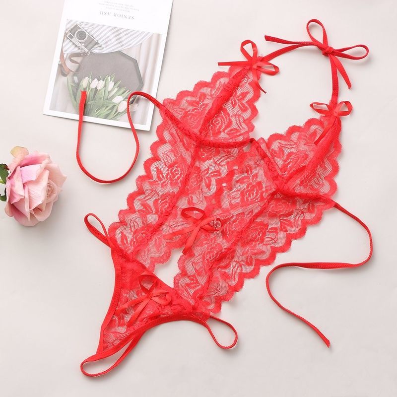 Üç Nokta Örme Dantel Sexy Lingerie Çiçekli Örme Kolsuz Pijama