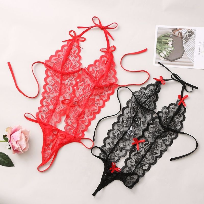 Üç Nokta Örme Dantel Sexy Lingerie Çiçekli Örme Kolsuz Pijama