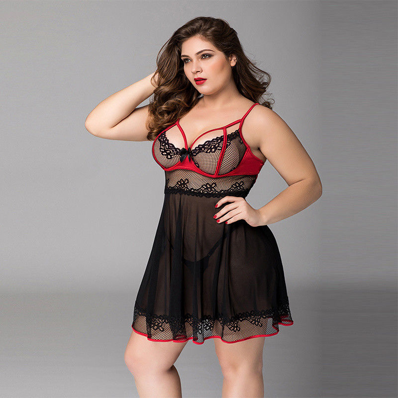 Floral Plus Babydoll İç Çamaşırı Kedi 3x Kadın Büyük Beden Samimi Giyim