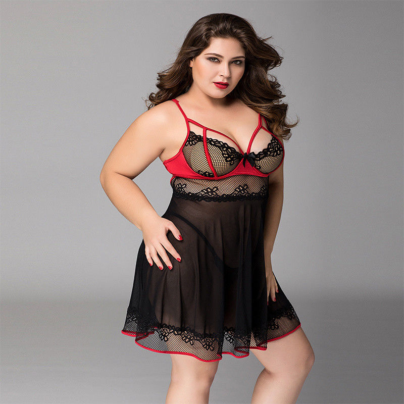 Floral Plus Babydoll İç Çamaşırı Kedi 3x Kadın Büyük Beden Samimi Giyim