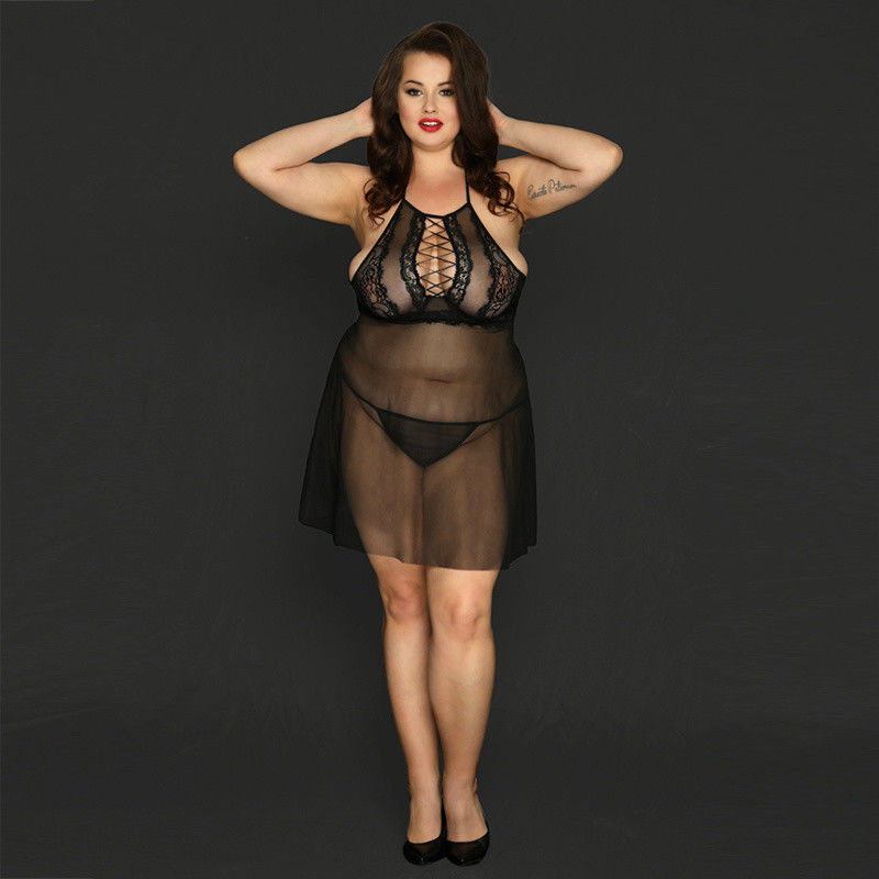 Spandex Fiber Plus Babydoll Lingerie Örme Büyük Kadınlar İçin Seksi İç Çamaşırı