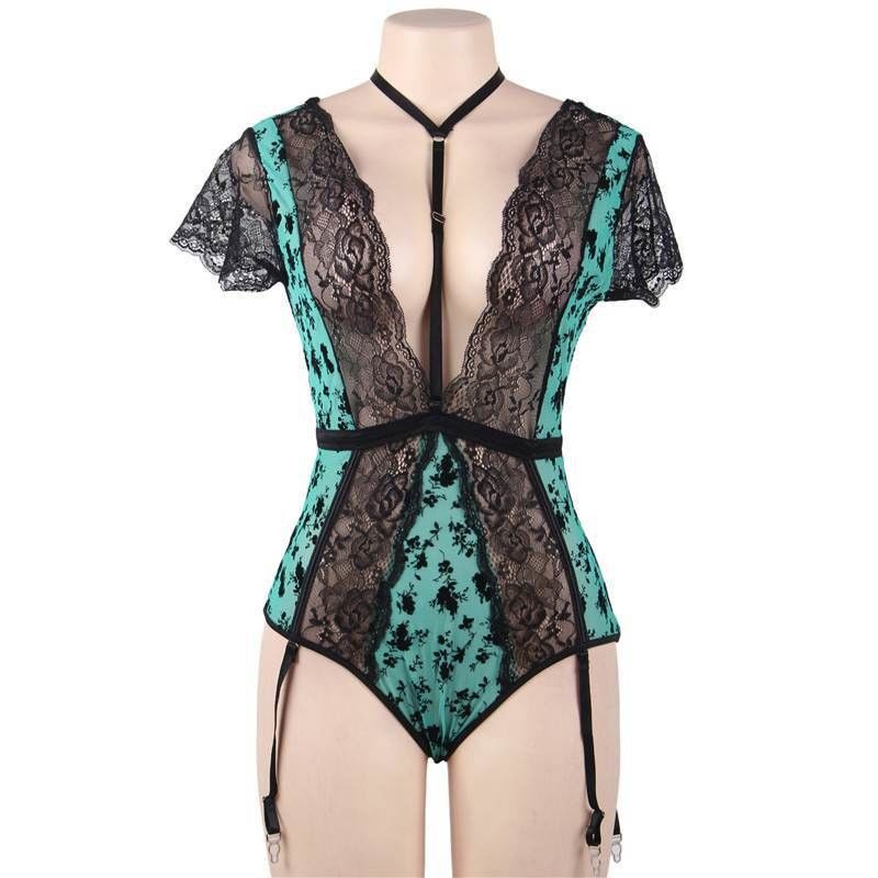 Büyük Boy Perspektif Çiçek Seksi Dantel İç Çamaşırı 5XL Büyük Büstü Dantel Bodysuit