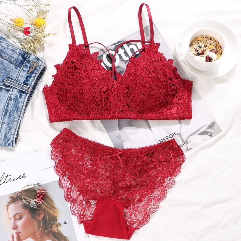 Anti-Statik Seksi Sütyen Penty Set İpek İç Çamaşırı Düz ​​Düz Boyalı Teknikleri