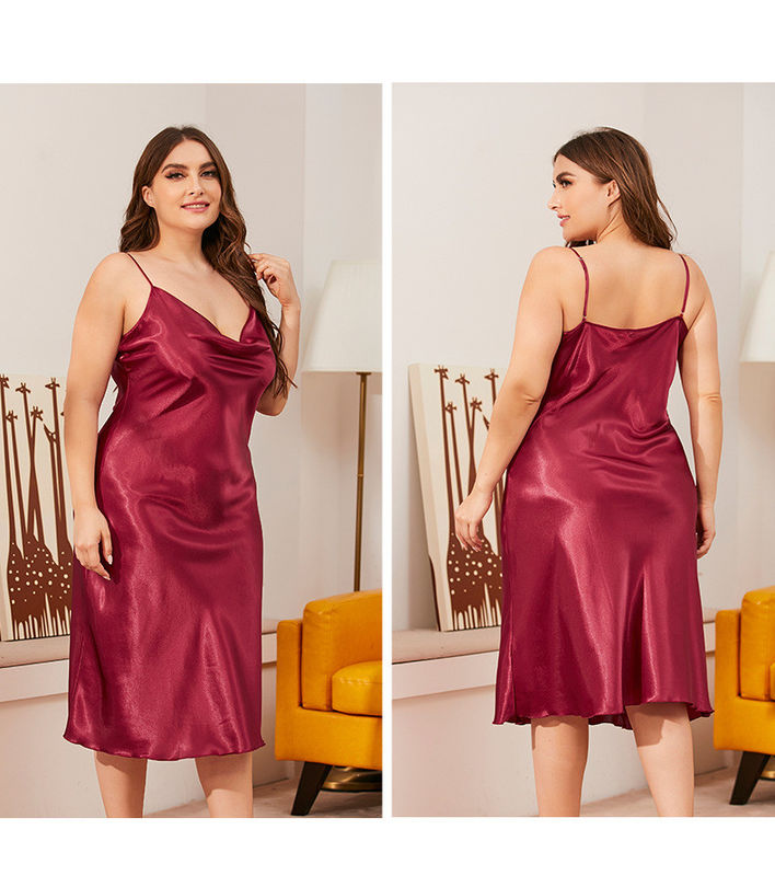 Saten Örme Seksi İpek Pijama Pijama Naylon Kolsuz Gece Elbisesi