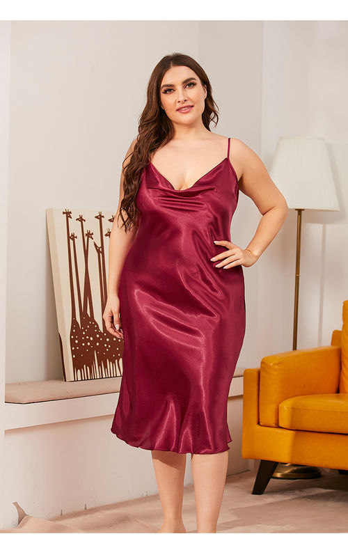 Saten Örme Seksi İpek Pijama Pijama Naylon Kolsuz Gece Elbisesi