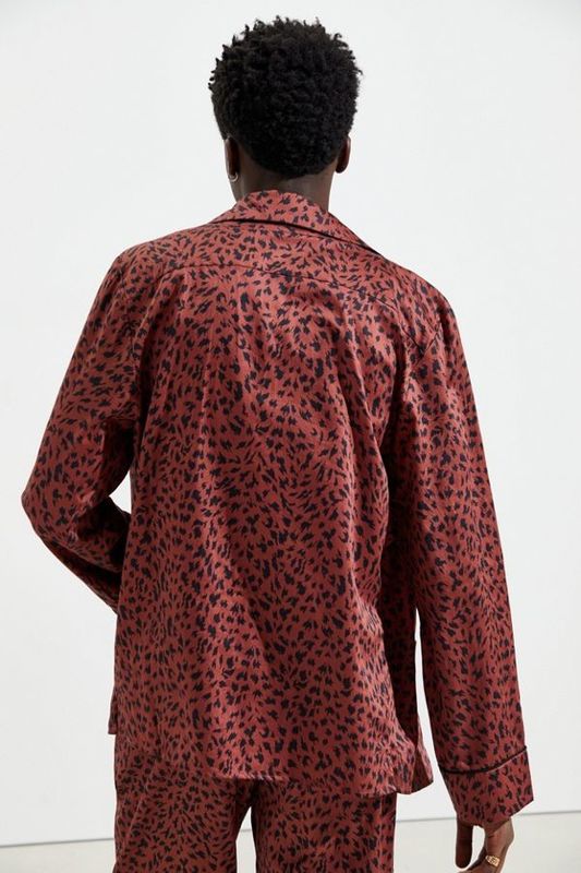 Yaka Kontrast İpek Saten Pijama Erkek Uzun Kollu Polyester Pijama