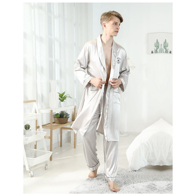 Gecelik Erkek Yaz Pijama Takımı İpek Saten Erkek Pamuklu Yaz Pijama Takımı
