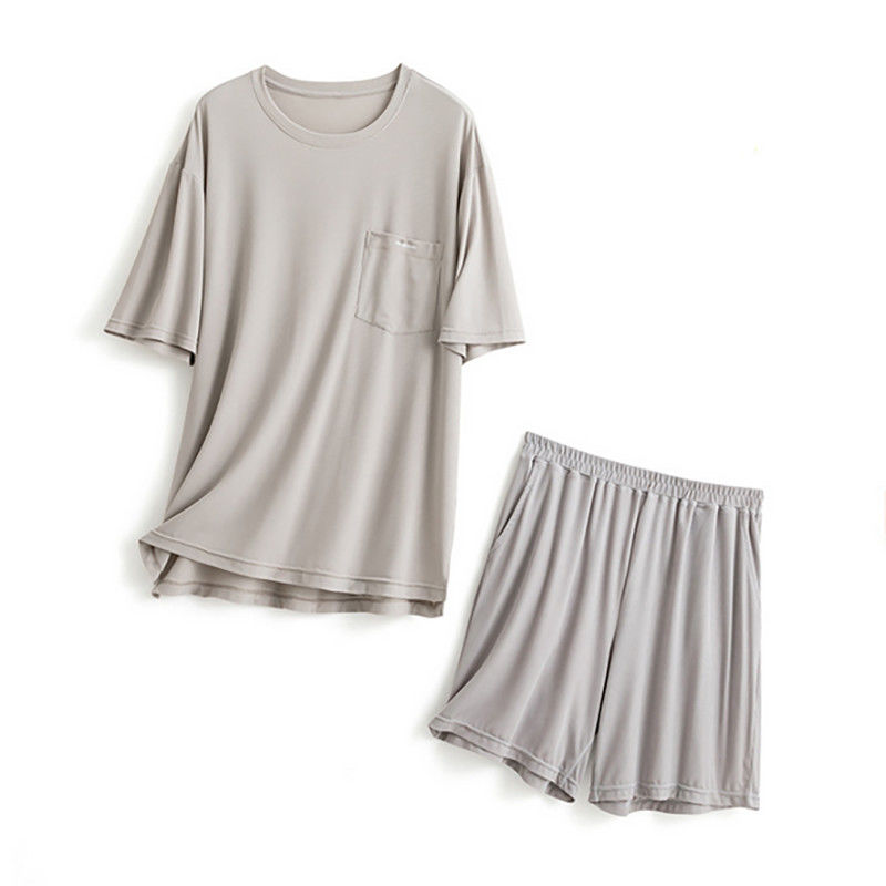 Silk XXL Erkek Pijama Örme 114cm Göğüs Mavisi Gecelik Takım Ev Giyim Yaz
