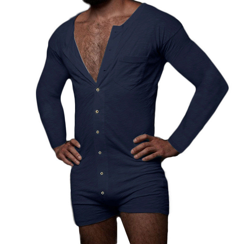 Seksi Erkek Yaz Pijama Takımı Katı Kolsuz Erkekler Seksi Onesie Tulum