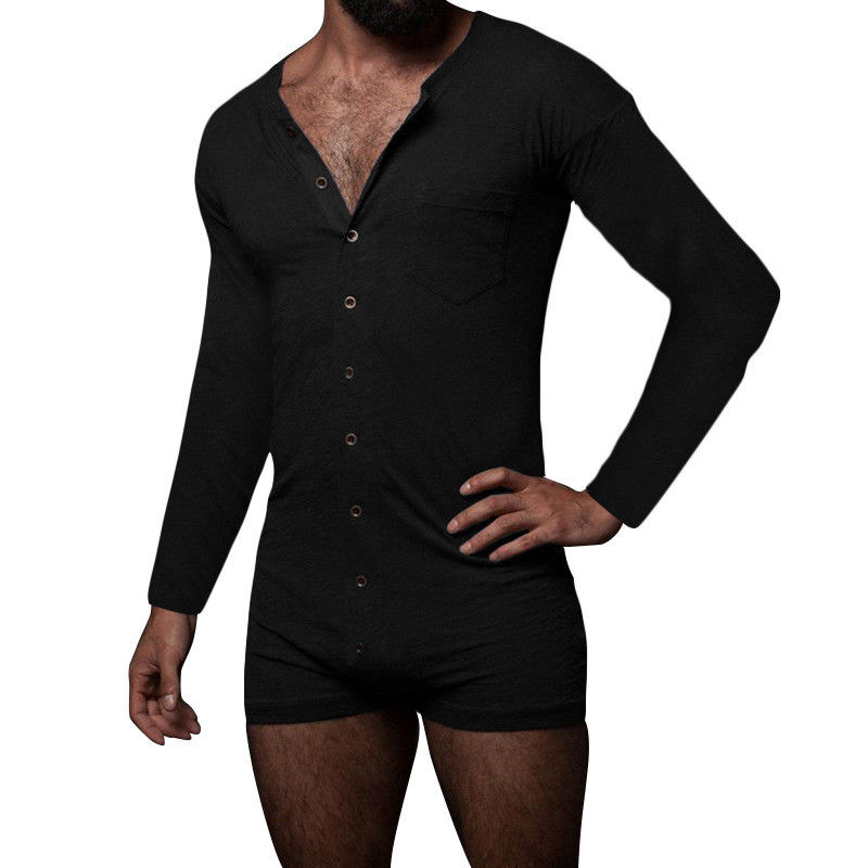Seksi Erkek Yaz Pijama Takımı Katı Kolsuz Erkekler Seksi Onesie Tulum