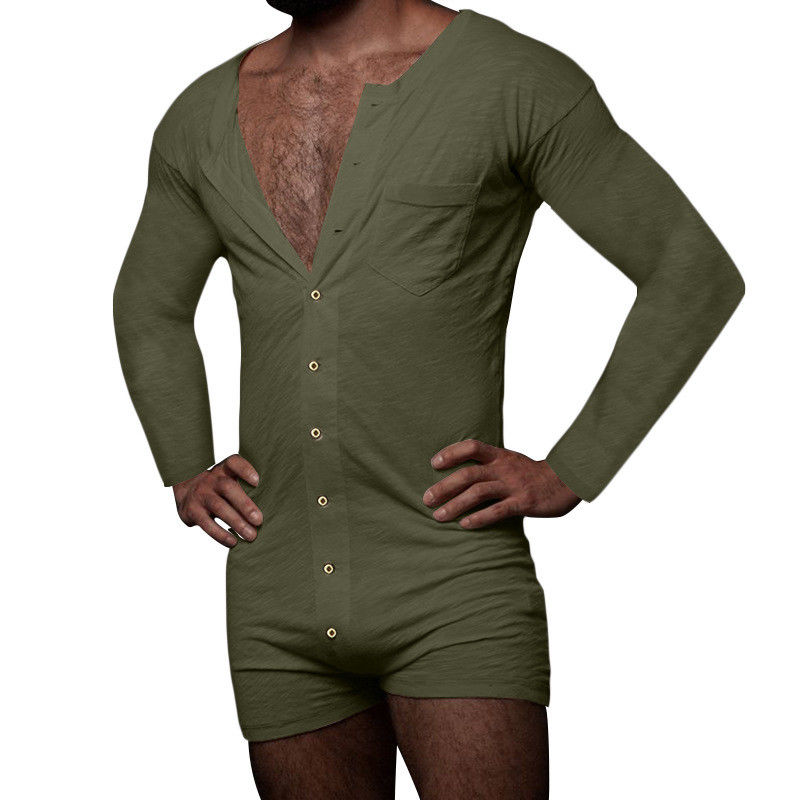 Seksi Erkek Yaz Pijama Takımı Katı Kolsuz Erkekler Seksi Onesie Tulum