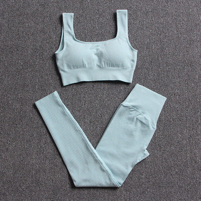 Spandex Kadın Spor Sütyeni Yüksek Bel Spor Salonu Dikişsiz Yoga Takım Elbise 3 ADET Fitness Giyim