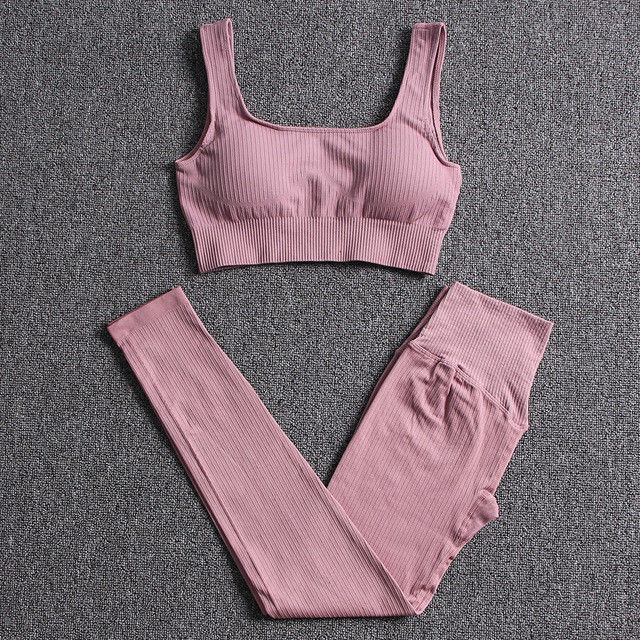 Spandex Kadın Spor Sütyeni Yüksek Bel Spor Salonu Dikişsiz Yoga Takım Elbise 3 ADET Fitness Giyim