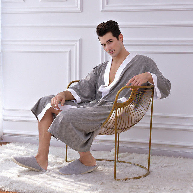 Gecelik Bornoz Kimono Pijama Erkek Sıcak Takımlar Kumaş Hırka