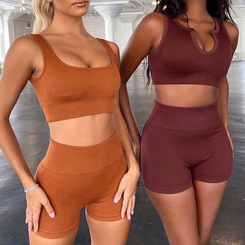 Full Cup Uzun Kollu Crop Top Spor Sütyeni Elastan 2 Parça/Set