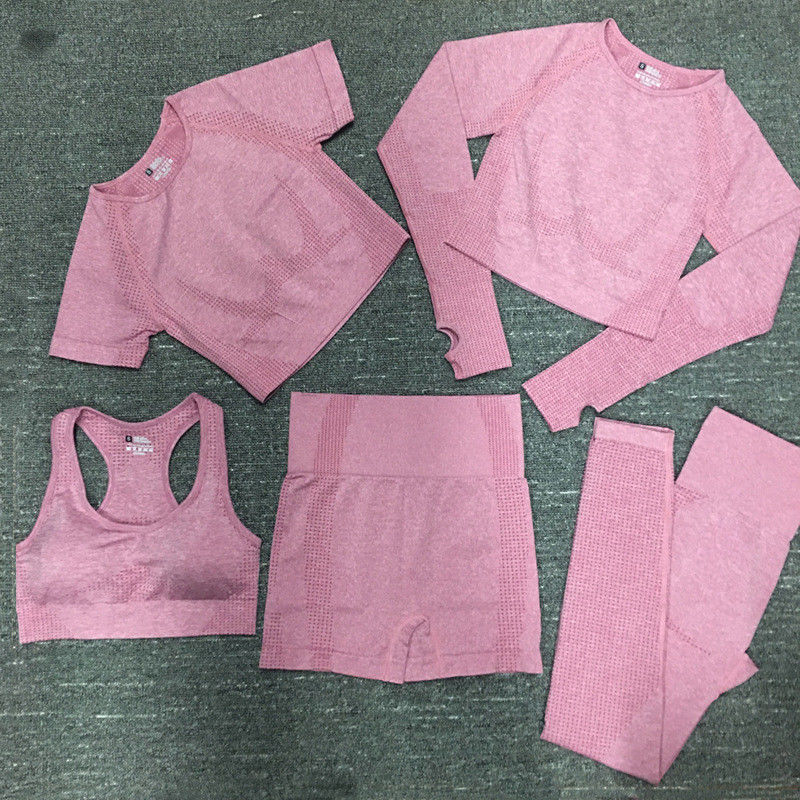 Naylon Polyester Spandex Kırpılmış Uzun Kollu Egzersiz Üst Spor Giyim Nervürlü Spor Giyim