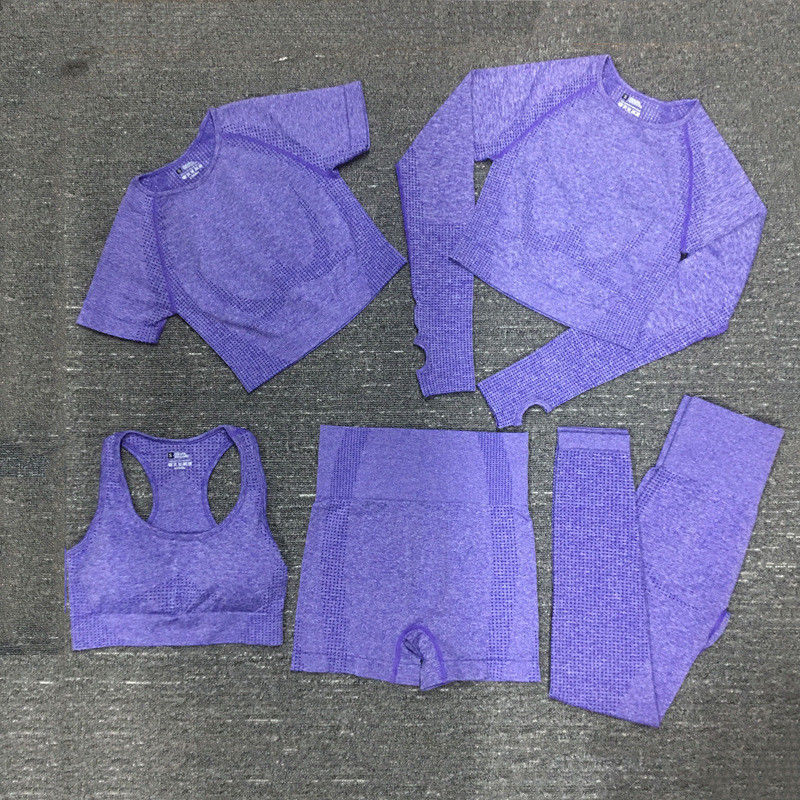 Naylon Polyester Spandex Kırpılmış Uzun Kollu Egzersiz Üst Spor Giyim Nervürlü Spor Giyim