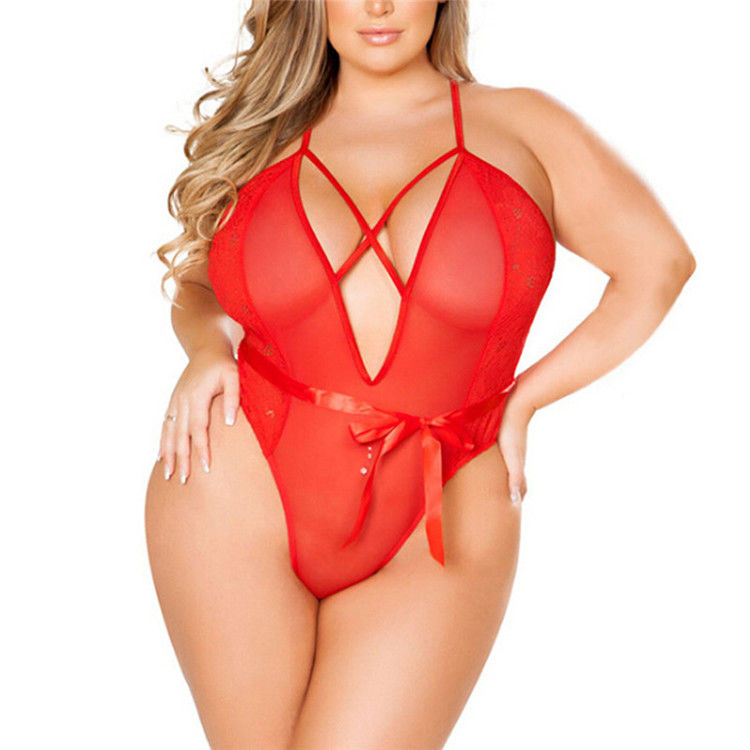 Iç Çamaşırı Artı Boyutu Kadın Derin V Backless Bodysuit Erotik Tek Parça Set Kadın Artı Boyutu Seksi Iç Çamaşırı