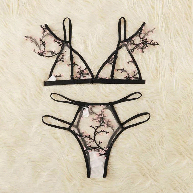 Nefes Alabilir Antibakteriyel Seksi Şeffaf Dantel 82 Poliamid Çiçek Dantel Bralette