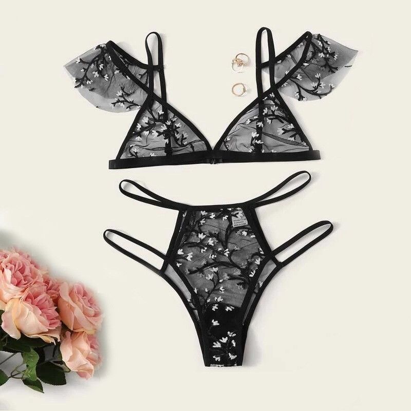 Nefes Alabilir Antibakteriyel Seksi Şeffaf Dantel 82 Poliamid Çiçek Dantel Bralette